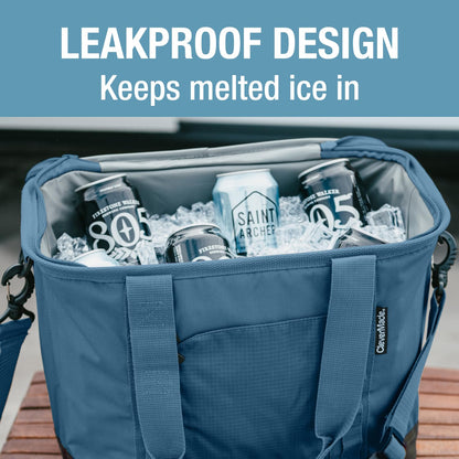 CleverMade Pacifica Collapsible Cooler Bag – Large Portable Cooler Bag for Travel, Foldable Insulated Cooler for Beach, Picnic & Tailgating, Holds Up to 50 Cans, Leakproof Soft Carry Cooler - Ocean
