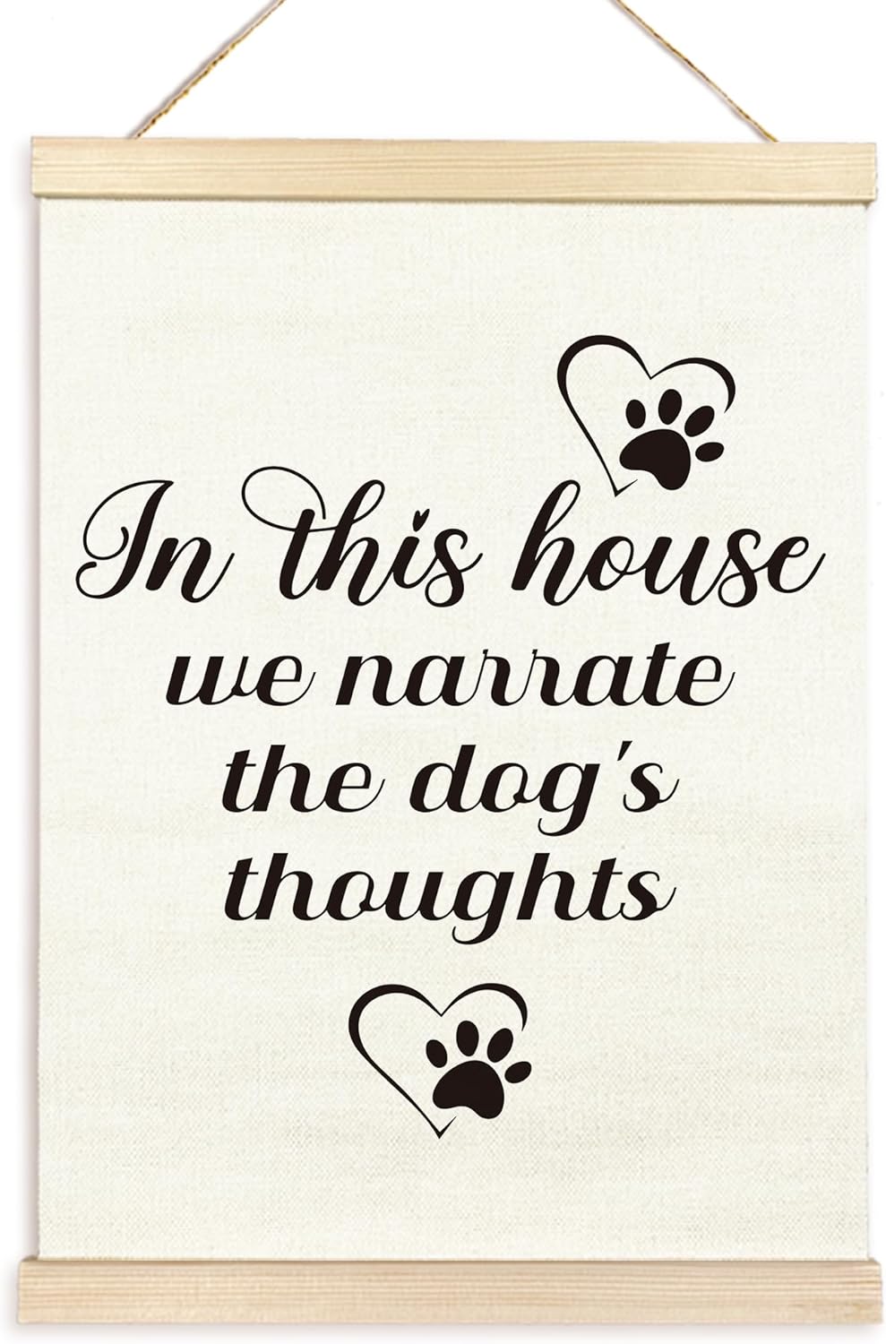 TAEDIN Dog Wall Art Poster Frame, 12X16 Dog Signs Print, In This House We Narrate the Dog's Thoughts