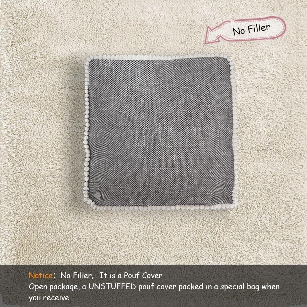 45x45 Louis Donn Unstuffed Square Pouf Ottoman Cover Footstool for Storage Washable Small Bean Bag Cotton and Linen