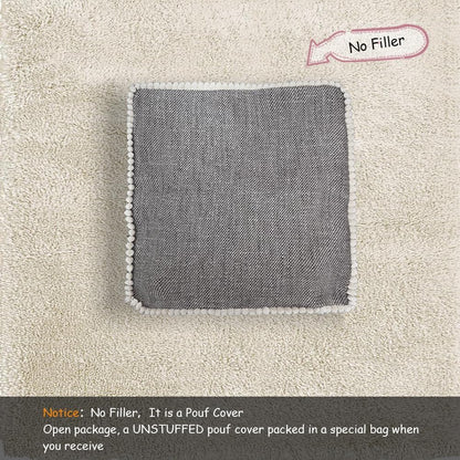 45x45 Louis Donn Unstuffed Square Pouf Ottoman Cover Footstool for Storage Washable Small Bean Bag Cotton and Linen