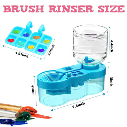 2026 Paint Brush Cleaner Brush Rinser Water Circulation, Brush Cleaner Painting Tool, Water Cycle Paint Brush Rinser with Brush Holder and Palette, Brush Rinser Dispenser for Adults Artist Kid (Blue)