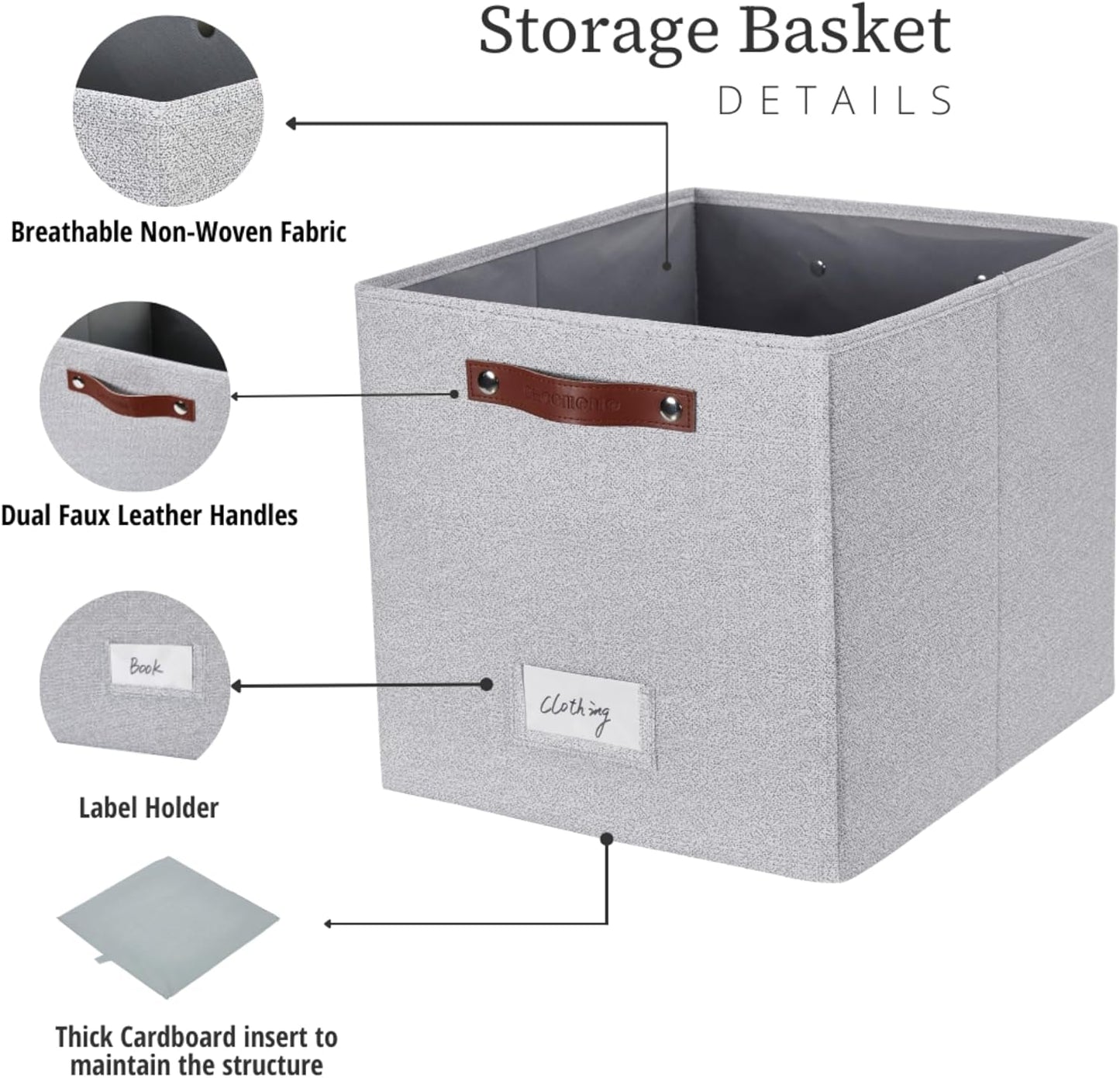 DECOMOMO Storage Bins, Cube Storage Bin with Label Holders, Fabric Storage Cubes for Organizing