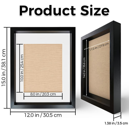 Heyxinda 11x14 Shadow Box Picture Frames 4 Pack, Wooden Display Cases with Linen Board, Use as 9x12 Frame with Mat or 11x14 without Mat, 1.0" Interior Depth for Flowers Memorabilia Collectibles, Black