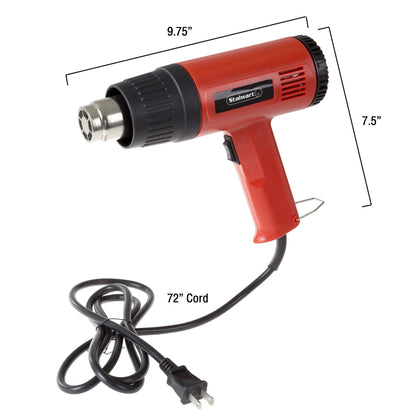 Dual Temperature Heat Gun - 1500W, 575°F to 932°F Heat Settings, 120V Heating Tool for DIY, Home Improvement, and Contractors by Stalwart (Red)