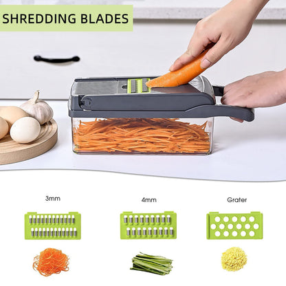 Vegetable Chopper Slicer 13-in-1 with Spice Chopper Set 7 Blades Veggie Dicer Onion Fruit Cutter