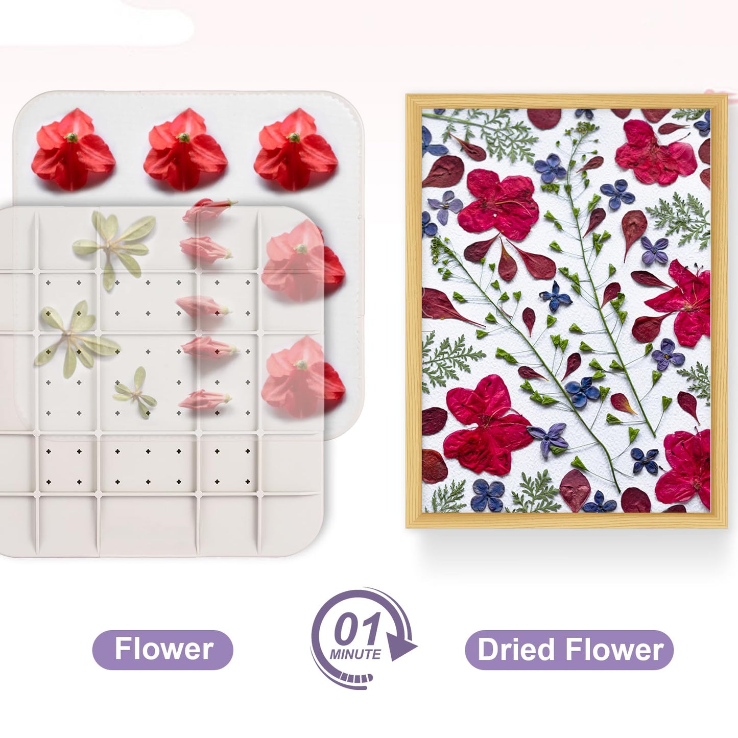 Suziko 9 Inch Microwave Flower Press Kit with Photo Frame - Quick Dry Flower Pressing Machine with Reusable Fabric, Ideal Gift for Flower Lovers