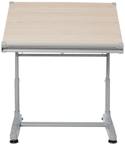 Stand Up Desk Store Adjustable Height and Angle Drafting Table Drawing Desk with Large Surface (Silver Frame/Birch Top, 40" W X 26" D)