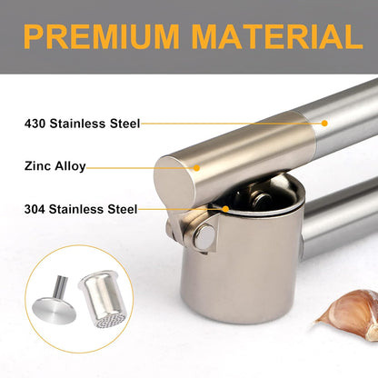 Roeene 304 Garlic Press, Stainless Steel Garlic Mincer & Crusher, Heavy Duty, Easy Squeeze, Rust Proof, Easy Clean
