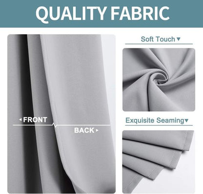 ChrisDowa Blackout Curtains - Thermal Insulated Grommet Panels Set | Light Grey, 52 x 120 Inches