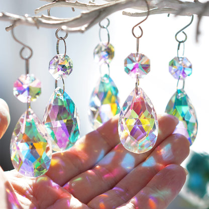 20Pcs Chandelier Crystals Suncatcher,38mm Colorful Teardrop Crystal Chandelier Pendants Parts Beads,Hanging Crystals for Chandeliers