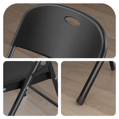 Nazhura 350 Weight Limit Heavy Duty Plastic Folding Chair with Reinfoced Steel Frame for Indoor and Outdoor, Wedding, Party, Restaurant, Meeting Room, Patio and Garden (10, Black)