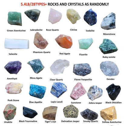 5.4lb Bulk Natural Rocks for Tumbling,Rocks Minerals Collections Raw Crystals Rough Stones for Polishing Gemstones Crystals and Healing Stones for Wicca Reiki (110-130pcs)