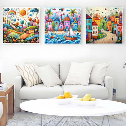 YPF 4 Packs Diamond Painting Kits for Adults Cartoon Diamond Painting Crafts DIY 5D Diamond Art Kits for Beginner Home Wall Decoration Gift 11.8x11.8 Inches (4 Pack Landscape Abstract)