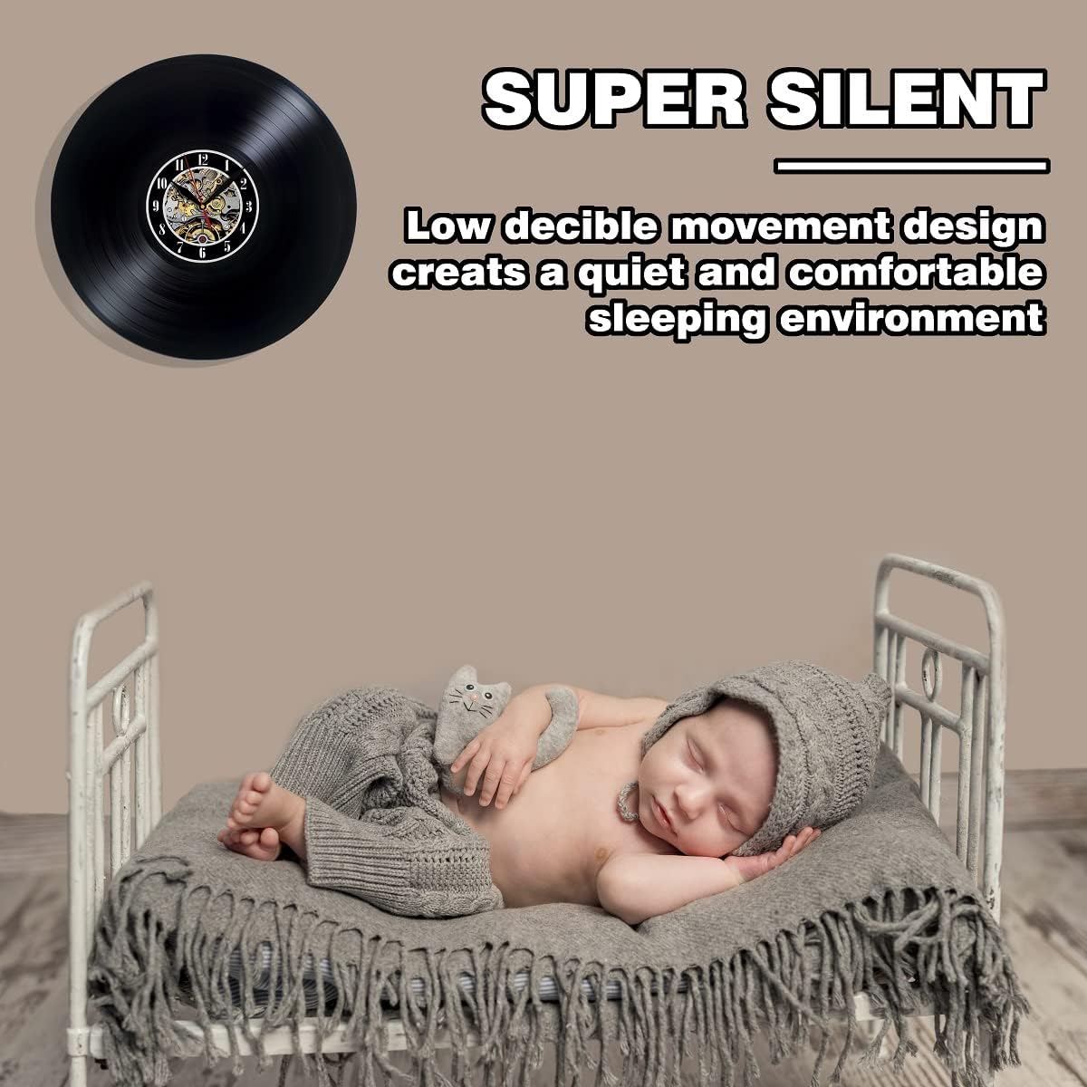 Vinyl Revolt Vinyl Record Wall Clock Compatible with Alice in Wonderland 12 in Black Gift Ideas.