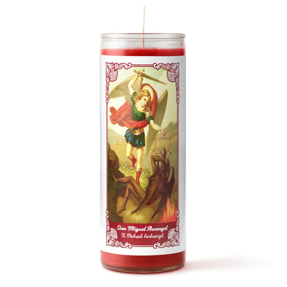 Alumenza Bulk 3 Pack San Miguel Arcangel Candle in Glass Jar 90 Hours – Paraffin Wax, Clean Burning Unscented | Large & Tall Devotional Prayer Pillar Candles for Home, Memorial, Rituals