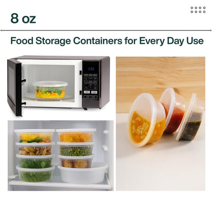 ProTakeOut [8oz-240 Sets Plastic Deli Containers with Lids - BPA Free Clear Soup Containers with Airtight Lids, Leak Resistant Food Storage for Meal Prep, Stackable/Microwave/Dishwasher/Freezer Safe