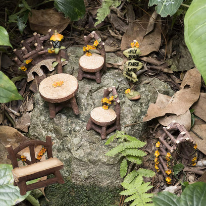 Fairy Garden Accessories, LATTOOK 8PCS Miniature Table and Chairs Set Fairy Garden Furniture Ornaments Kit for Home Outdoor Micro Landscape Decoration