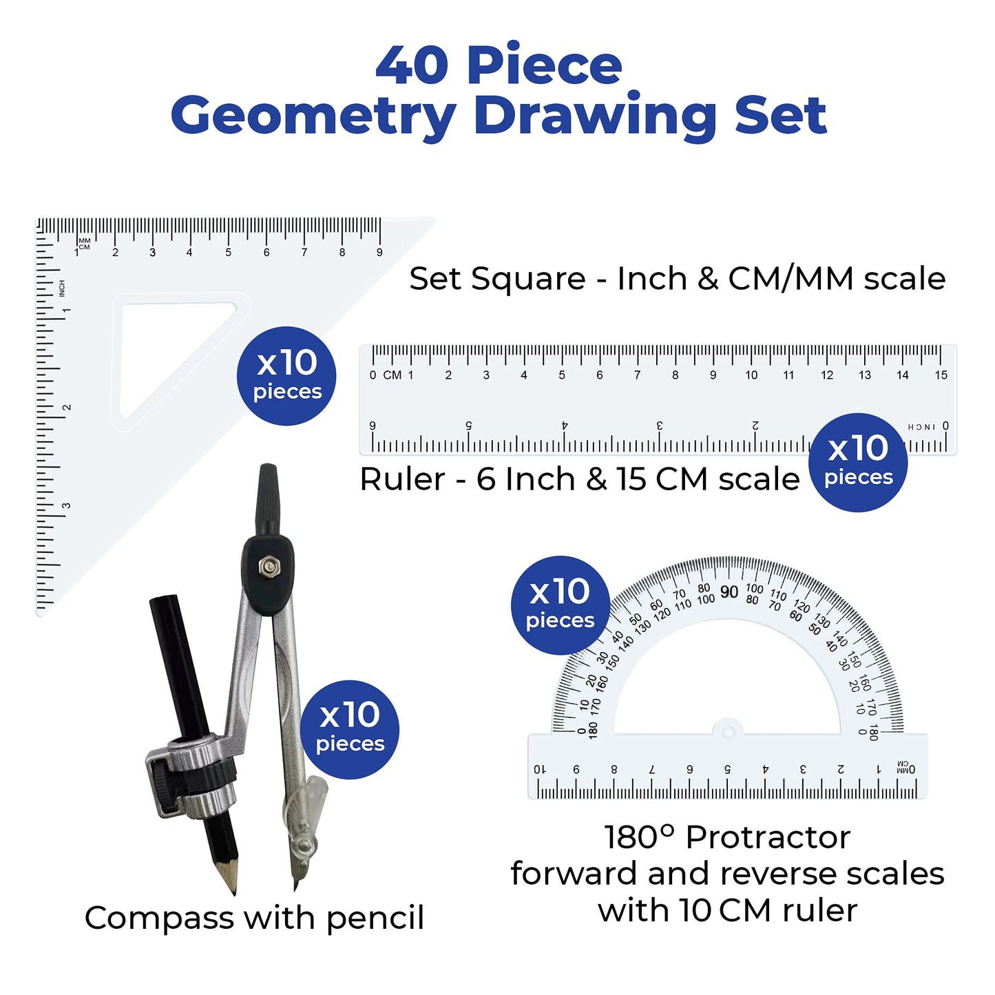 Virginia's Store 40 Piece, Precision Geometry Set (10x 4piece Sets)