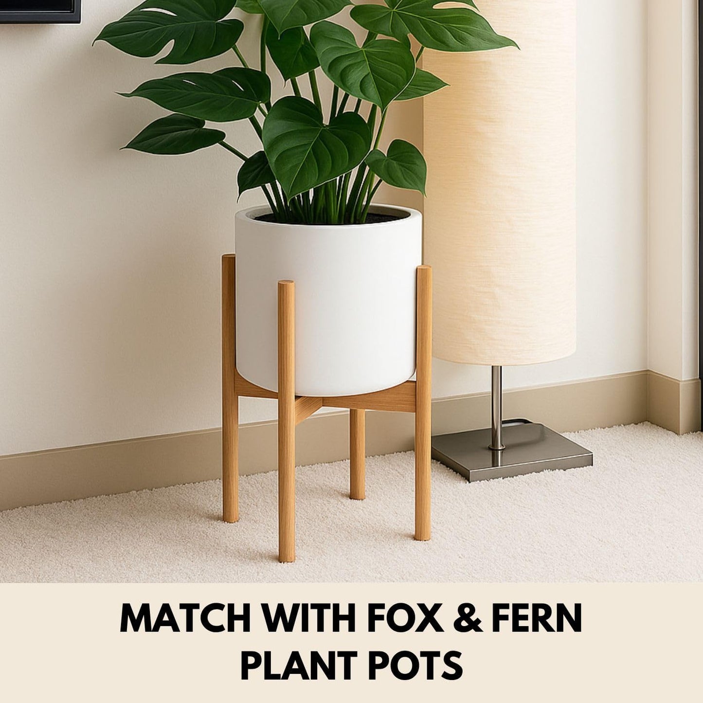 8 12 Inch 8, 9, 10, 11 12 Inch Fox & Fern Adjustable Plant Stand Indoor to Mid Century Bamboo Plant Stand