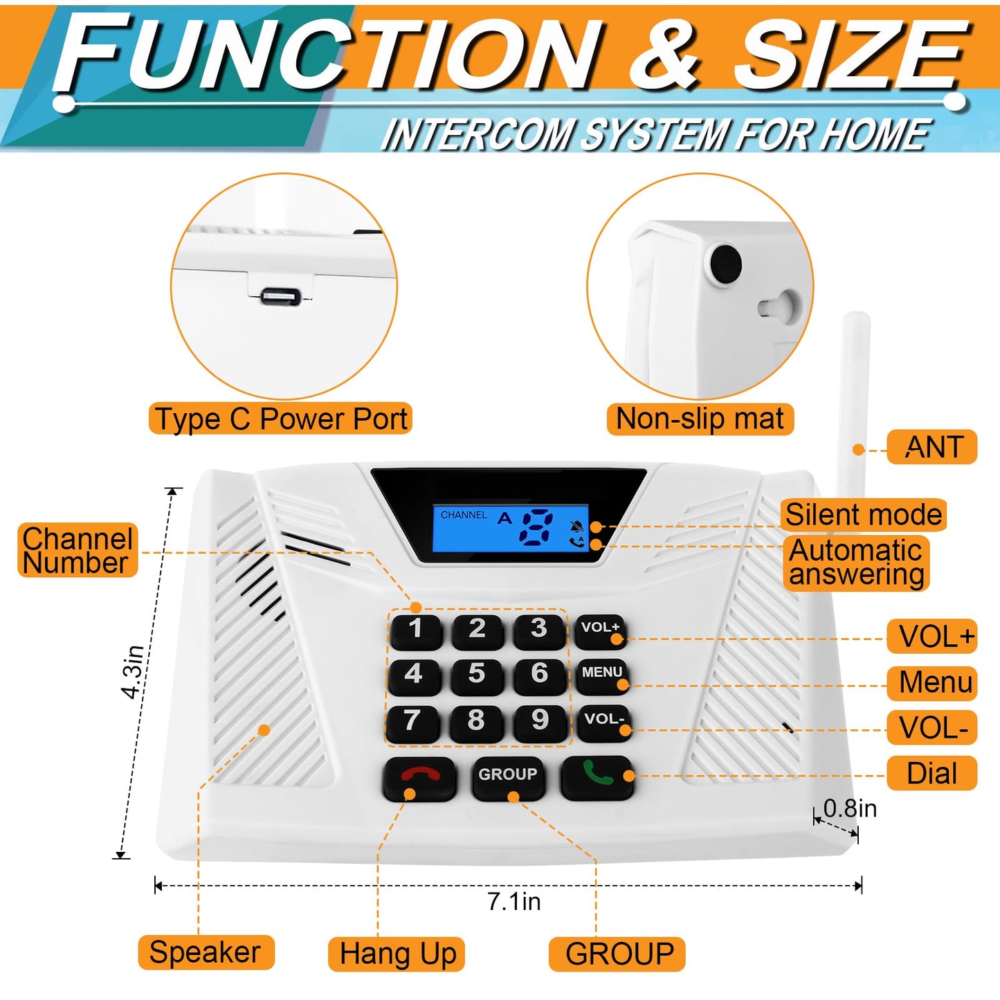 Intercoms Wireless for Home Upgraded, Hands Free Intercom 5300ft, Real-Time Two Way Intercoms for Home with Group Call, Full Duplex Wireless Intercom System for Business Office(4 Pack)