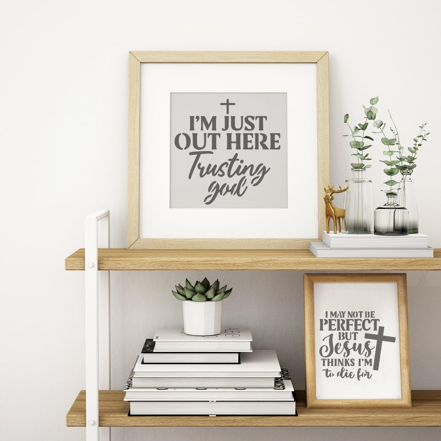 Bible Verse Stencils for Painting on Wood - 65 Pcs Small Christian Bible Reusable Stencils for Journaling Painting, Motivational Quotes Cross Stencils for Painting on Canvas Home Craft Decorations