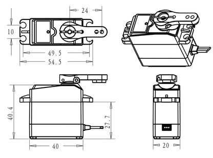 ZOSKAY Servo High Torque Metal Gear Standard Digital Servo 25KG/0.13S 6.8V for 1/8 1/10 RC Cars (Control Angle 180)