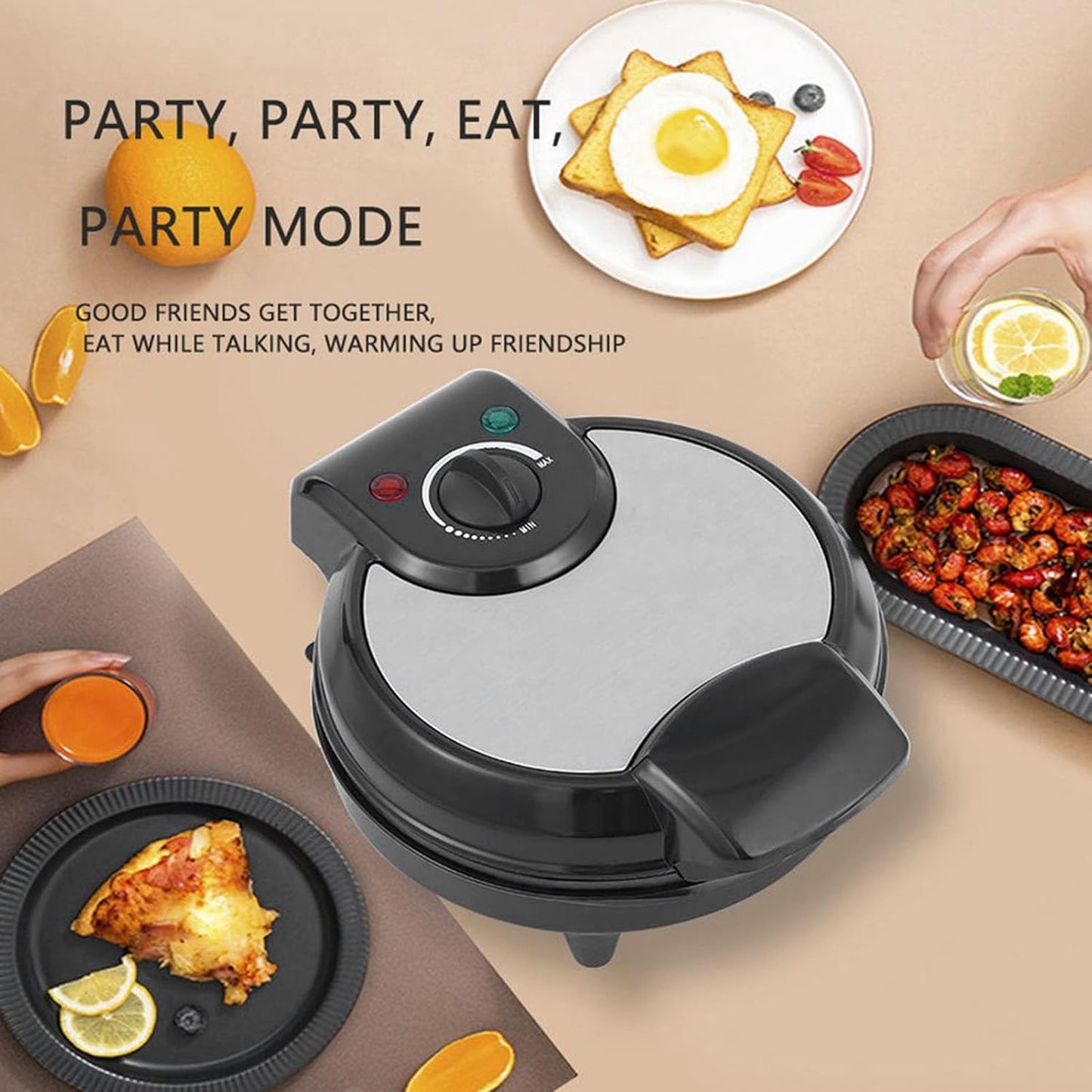 Mini Waffle Ice Cream Cone Maker, 1200W Electric Nonstick Waffler Iron for Homemade Ice Cream Cones