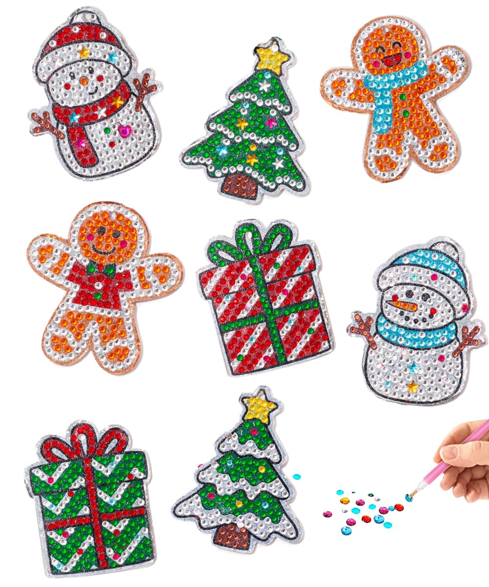 Little Jupiter DIY Magnet & Diamond Art Christmas Ornaments for Kids Set - Makes 8pcs - Crafts - Diamond Art Kits for Kids - Ornament Kits