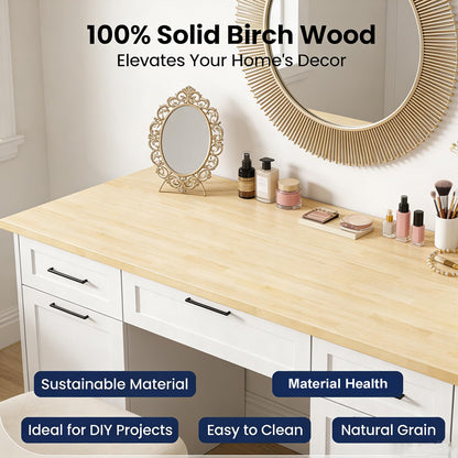 Intravast 96"x25" Butcher Block Countertop Island, 8FT Unfinished Solid Birch Wood DIY Countertop, Durable Counter Table Tops for Kitchen Bar, Workshop, Laundry Counters Dining Room Tables 1.5" Thick