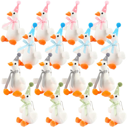 Flahard 16 Pack Plush Goose Cotton Filling Goose Stuffed Animal Plush Goose Toy Keychain for One Silly Goose Party Favors Goodie Bag Birthday Gift