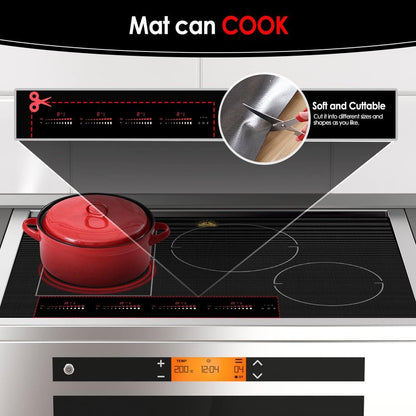 Cook's Aid Large Induction Cooktop Protector Mat 21.2x35.4 Inch,Translucent (Magnetic) Stove Top Cover for Electric Stove, Silicone Stove Mat for Glass Top Stove,Glass Top Stove Cover (LTSICT1)