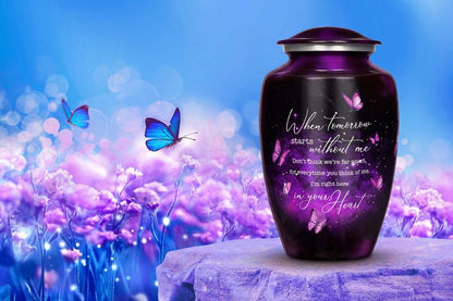Purple Butterfly Urn for Human Ashes Adult – Large Purple Butterfly Urn for Women & Men with Secure Lid, Handcrafted Metal Urns for Ashes, Keepsake with Upto 200lbs