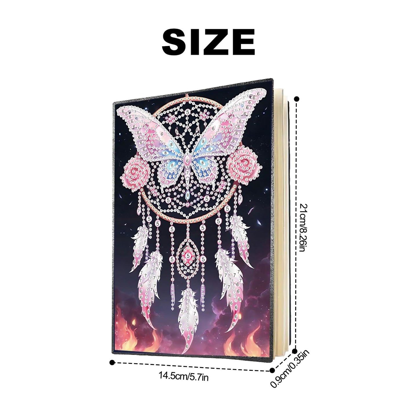 JZHYOAN Butterfly Diamond Painting Notepad, Diamond Art Notebook Kits, 8.26x5.78x0.35 Inch Journals for Writing, Memo Notepads Office, work, Travel, Study