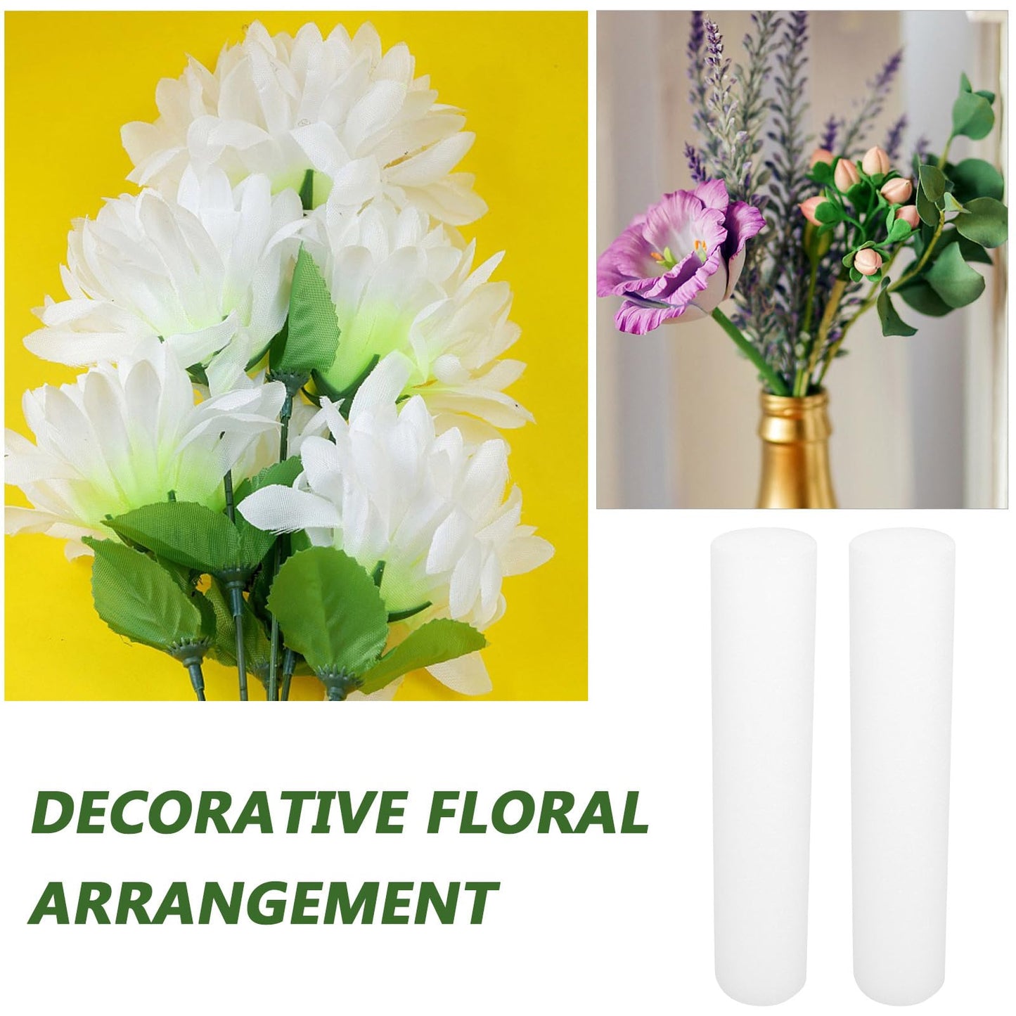Uonlytech 10Pcs Foam Cylinders for Crafts 11.81In Floral Foam Rods for Flower Arrangements DIY Flower Making Supplies Polystyrene Tubes for Floral Sticks