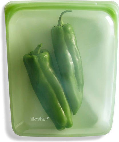 Stasher Premium Silicone Reusable Food Storage Half Gallon Bag, Clear, Microwave, Sous Vide, Dishwasher, Oven and Freezer Safe, BPA Free, Leak-free, Eco-friendly, 64 Oz