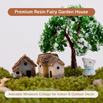 Skiennix Miniature House Village - 12pcs Resin Figurine Buildings for Fairy Garden Decor | Perfect for Bonsai & Succulents