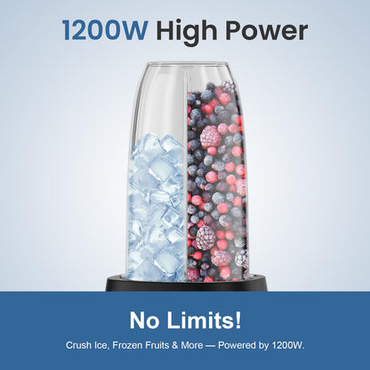 12-Piece Smoothie Blender Maker 25,000 RPM Personal Blender for Ice Crushing Smoothies & Frozen Drinks Nuts with 23oz, 32oz, 37oz Portable Cups Two 6-Leaf Stainless Steel Blades, Silver