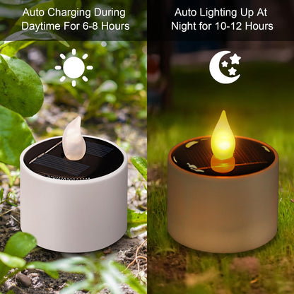 Solar Tea Lights Outdoor Waterproof - 12 Pack Flameless Flickering Solar Candles Reusable LED Tea Light Candles Rechargeable Dusk to Dawn Lighting for Lanterns Garden Camping Home Decor, 2.3''x2.1''