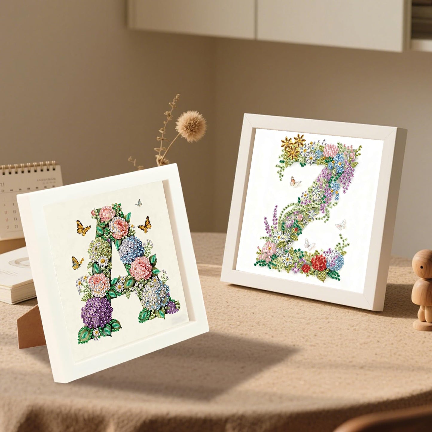 antor 2 Pack 6x6 Display Frames for Diamond Painting, Square Tabletop Stand Picture Frames for Diamond Art Projects and Completed DIY Artwork