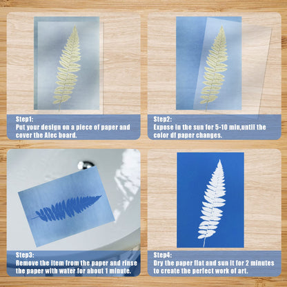 KINBOM 32pcs Cyanotype Paper, Sun Print Paper Light Sensitive Paper Photography with Acrylic Sheet for DIY Crafts Projects