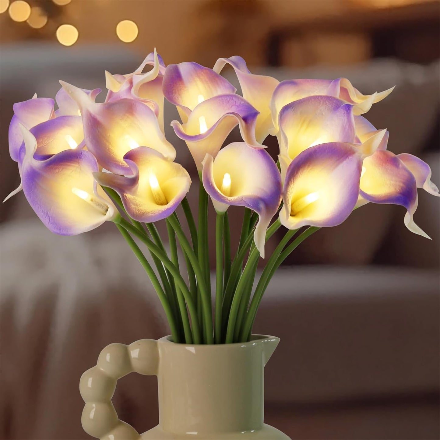 20pcs Lighted Artificial Calla Lily Bouquet Faux Floarl Night Light Real Touch Flower Night Light LED Calla Lily