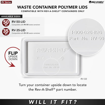 Rev-A-Shelf 50 Qt Under Sink Garbage Can Lid, Replacement Plastic Trash Bin Lid, Silver