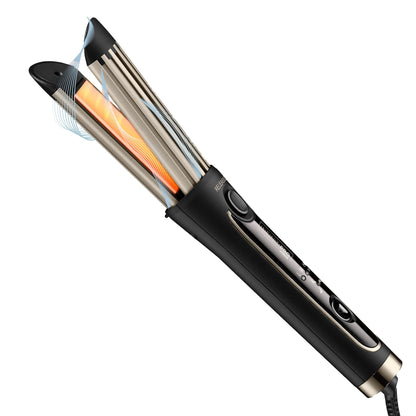 INFINITIPRO BY CONAIR 2-in-1 Cool Air Curling Iron and Flat Iron Luxe, Protects Against Damage and Locks in Style for Effortless Long Lasting Curls, Waves & Straight Looks with One Tool