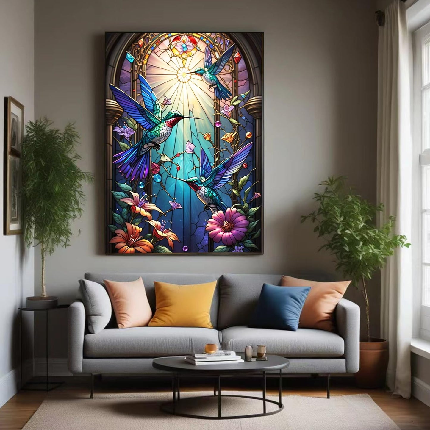 Lvmuu Diamond Painting Kits for Adults Hummingbirds, 5D DIY Full Square Drill Diamonds Art Sets for New Beginner, Large Animal Flowers Paint with Diamonds Beads Art Craft Home Decoration 40x50cm