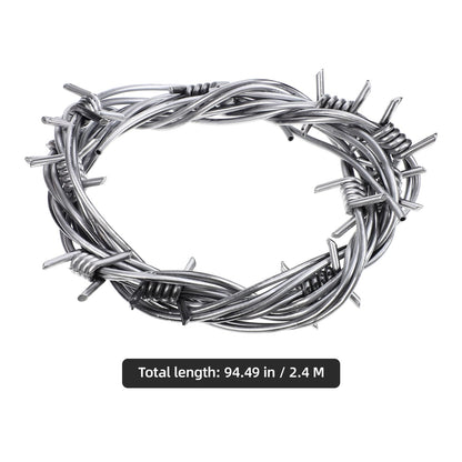 Gadpiparty Fake 2pcs Fake Barbed Wire Halloween Plastic Decoration Prop Gray Garland Halloween Decoration Barbed Wires Props Haunted House Layout Barbwire