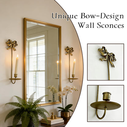 Wall Sconces Candle Holder Set Butterfly Metal, Gold Modern Bow Modern Arched Design for Farmhouse, Wedding Decor, Home Decoration, Candelabros de Pared para Sala, 16 Inches Tall