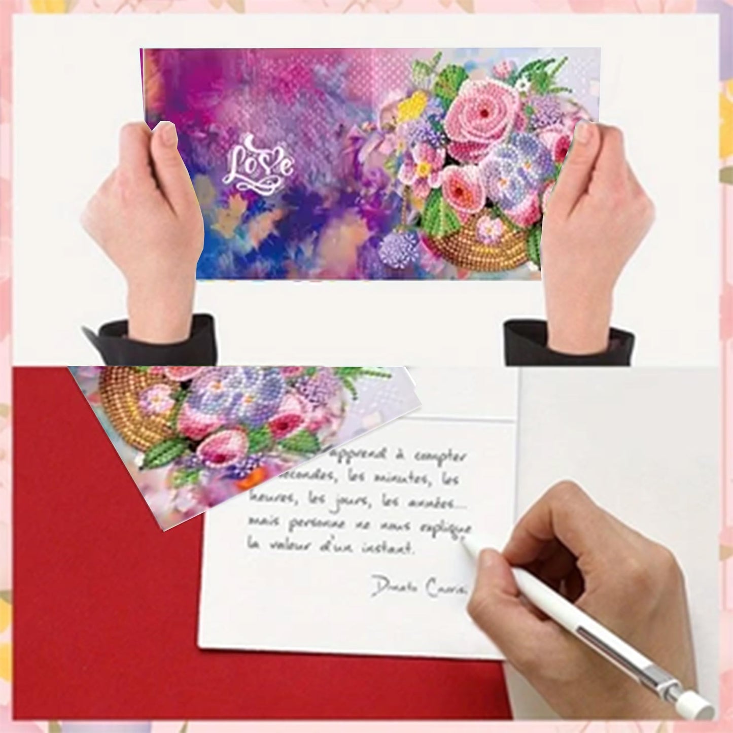 Christmas Cards 5D DIY Diamond Painting Round Drill Greeting Thank You Cards Creative 12 Packs