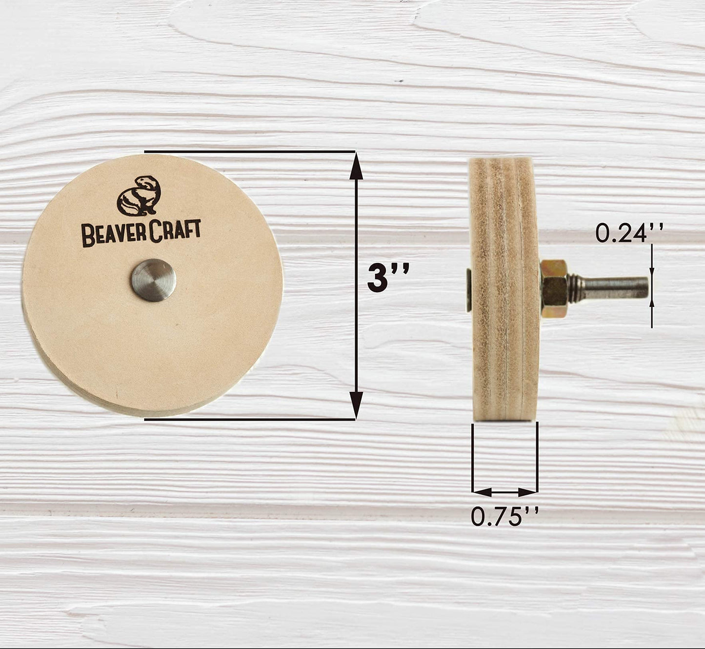 BeaverCraft Knife Sharpening Wheel 7cm PW1 - Buffing Wheel and Polishing Stropping Compound for Knives, Chisels, Woodworking Carving Tools