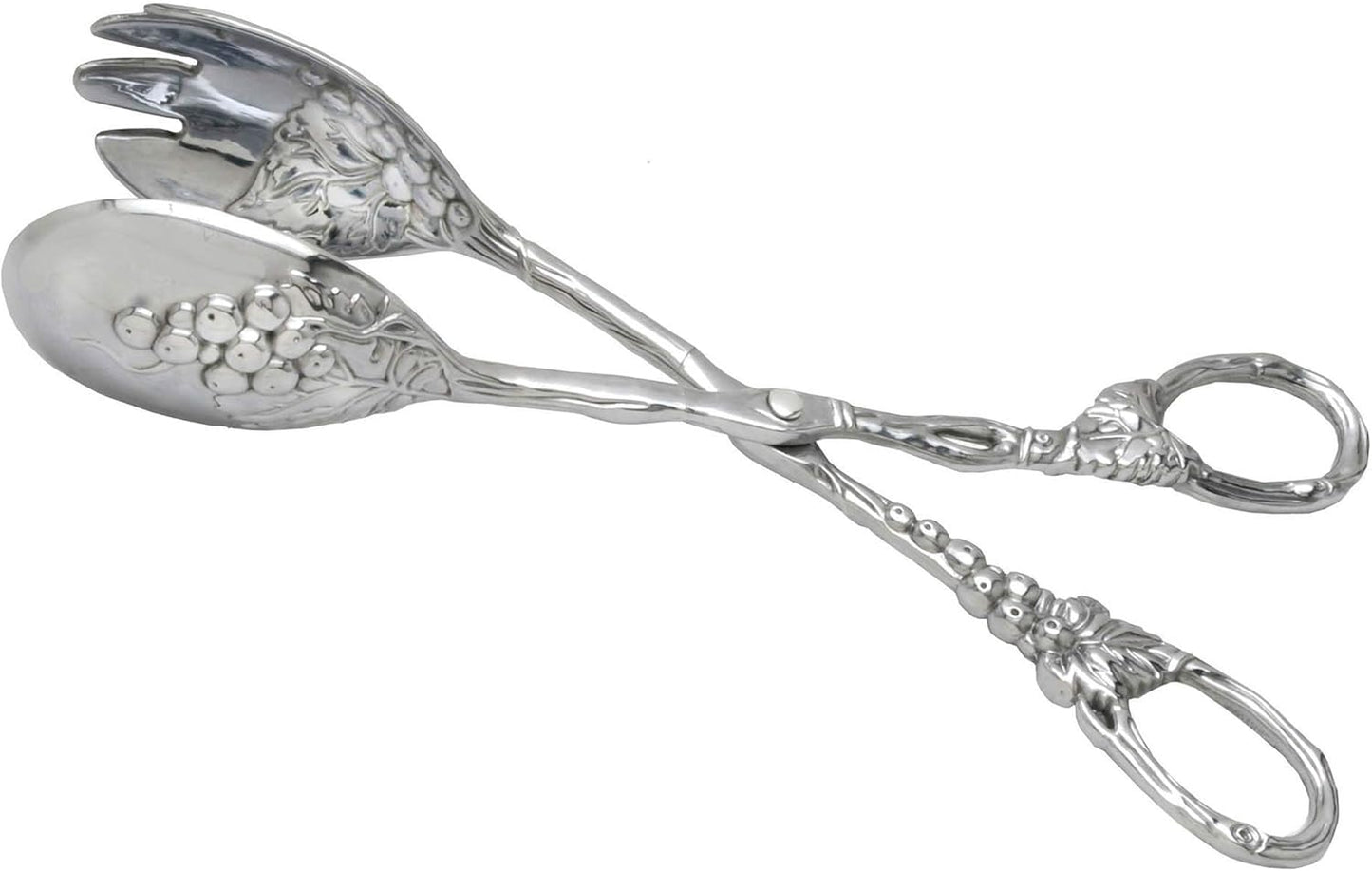 Arthur Court Designs Grape Pattern Heavy Duty Aluminum Serving Tongs, 10.5 inch Long, Polished Salad Servers