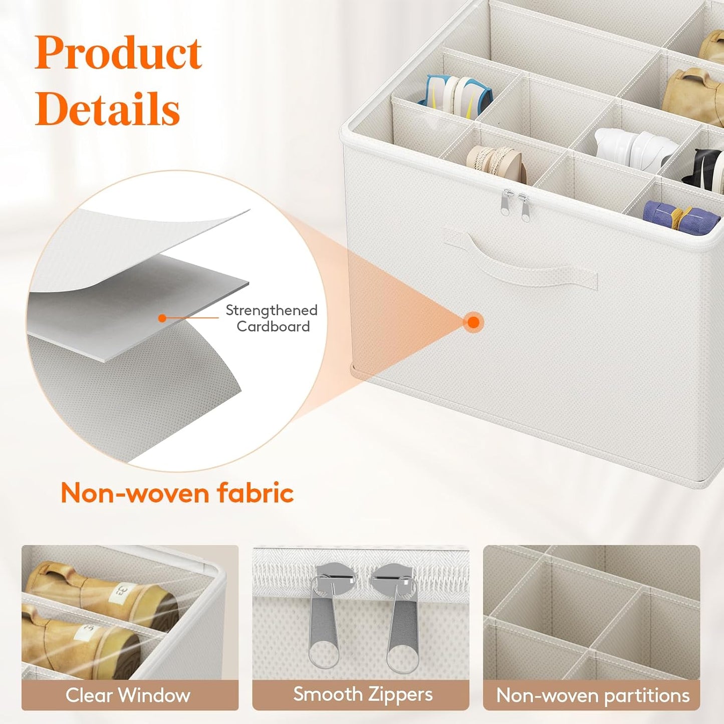 Closet, 12-16 1 Pack Lifewit Shoe Storage Organizer for Fabric Large Shoe Box Storage Containers with Clear Cover
